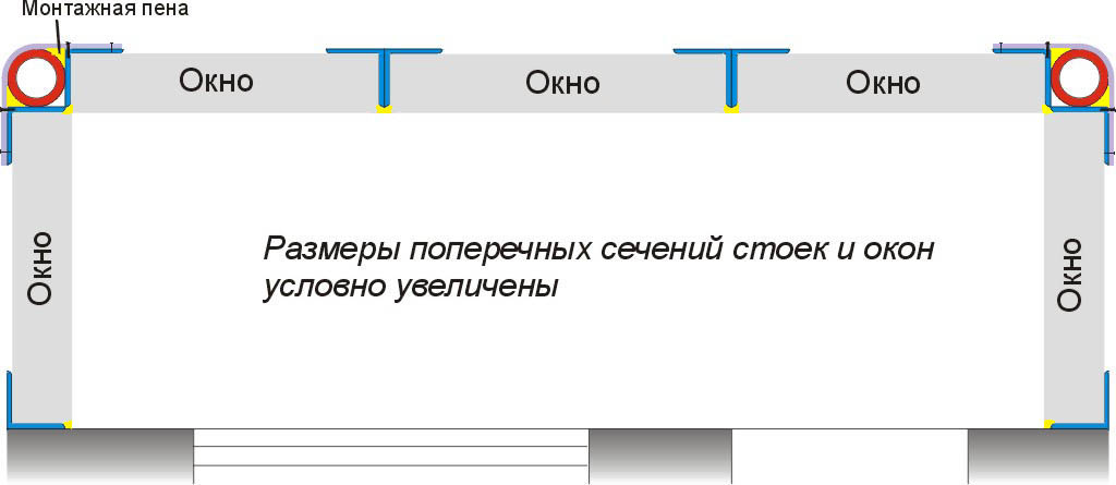 Остекление балкона на несущем каркасе