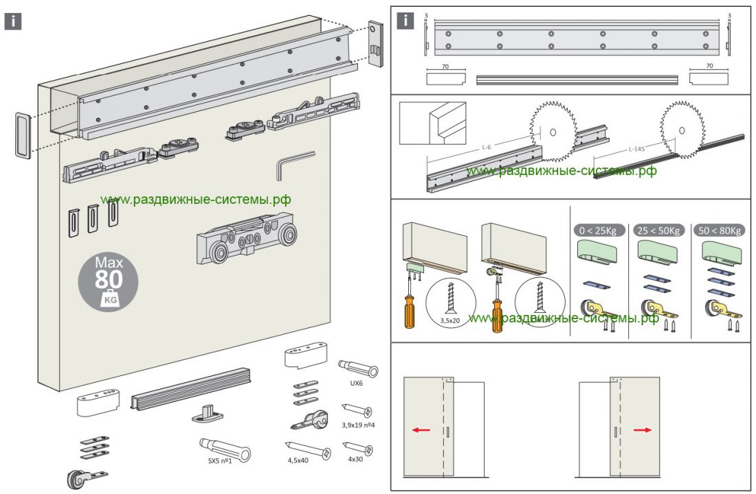 Монтаж механизма для раздвижных дверей скрытого типа
