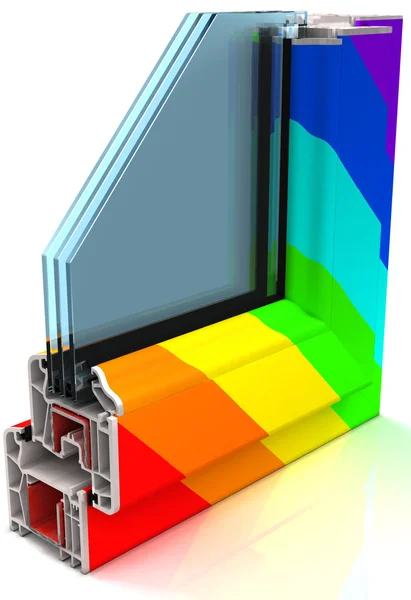 Часть образца цветные окна ПВХ, изолированные на белом фоне — стоковое фото