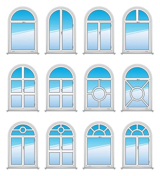 Набор векторных округлые окон — стоковый вектор