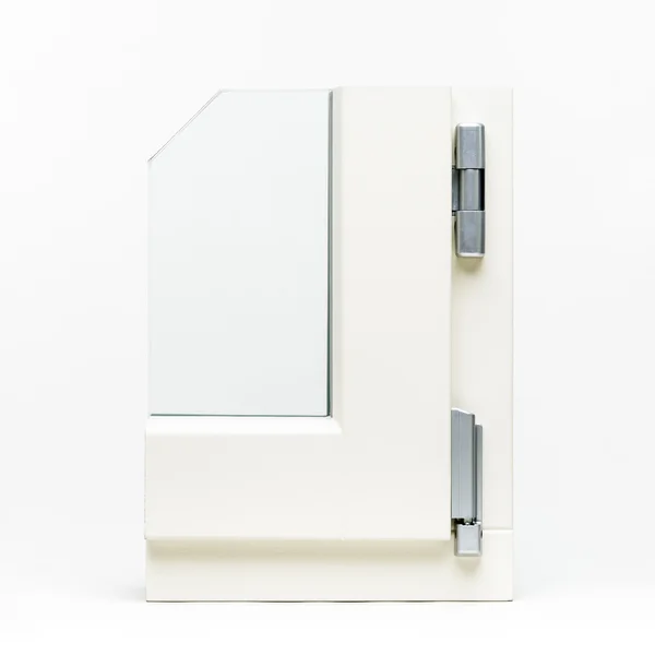 Деревянные окна с алюминиевой пленкой образца, изолированные на белом фоне — стоковое фото