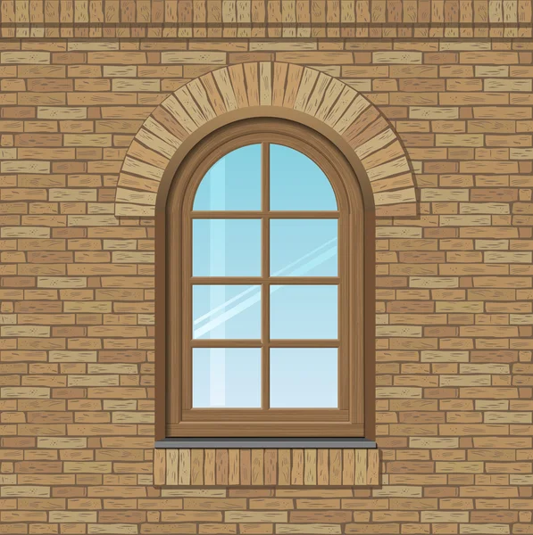 Арочные старое окно — стоковый вектор