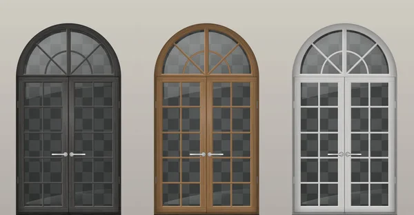 Арочные двери деревянные — стоковый вектор