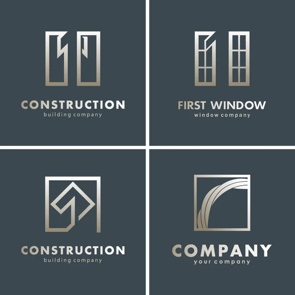 Здание логотип, Векторный шаблон. Рекомендуется для строительных компаний, окна, на ремонт, отделочные работы — стоковый вектор